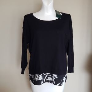 NWT LAUREN High-low Sweater Tunic Top Blouse NEW L